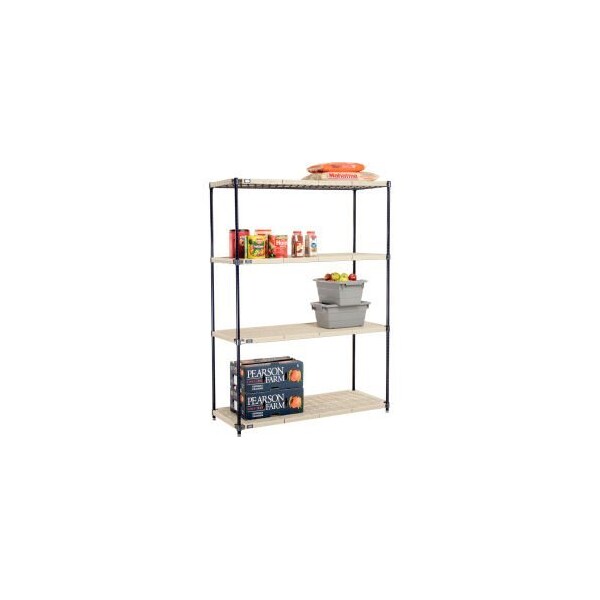Global Equipment Nexel , Nexelite reg , 4 Tier, Vented Plastic Mat Shelving Unit, 54"W x 21"D x 74"H PM21547N - main